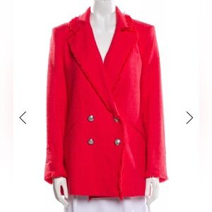 Veronica Beard Coral Red Nayeli Tweed Dickey Blazer size 10 EUC